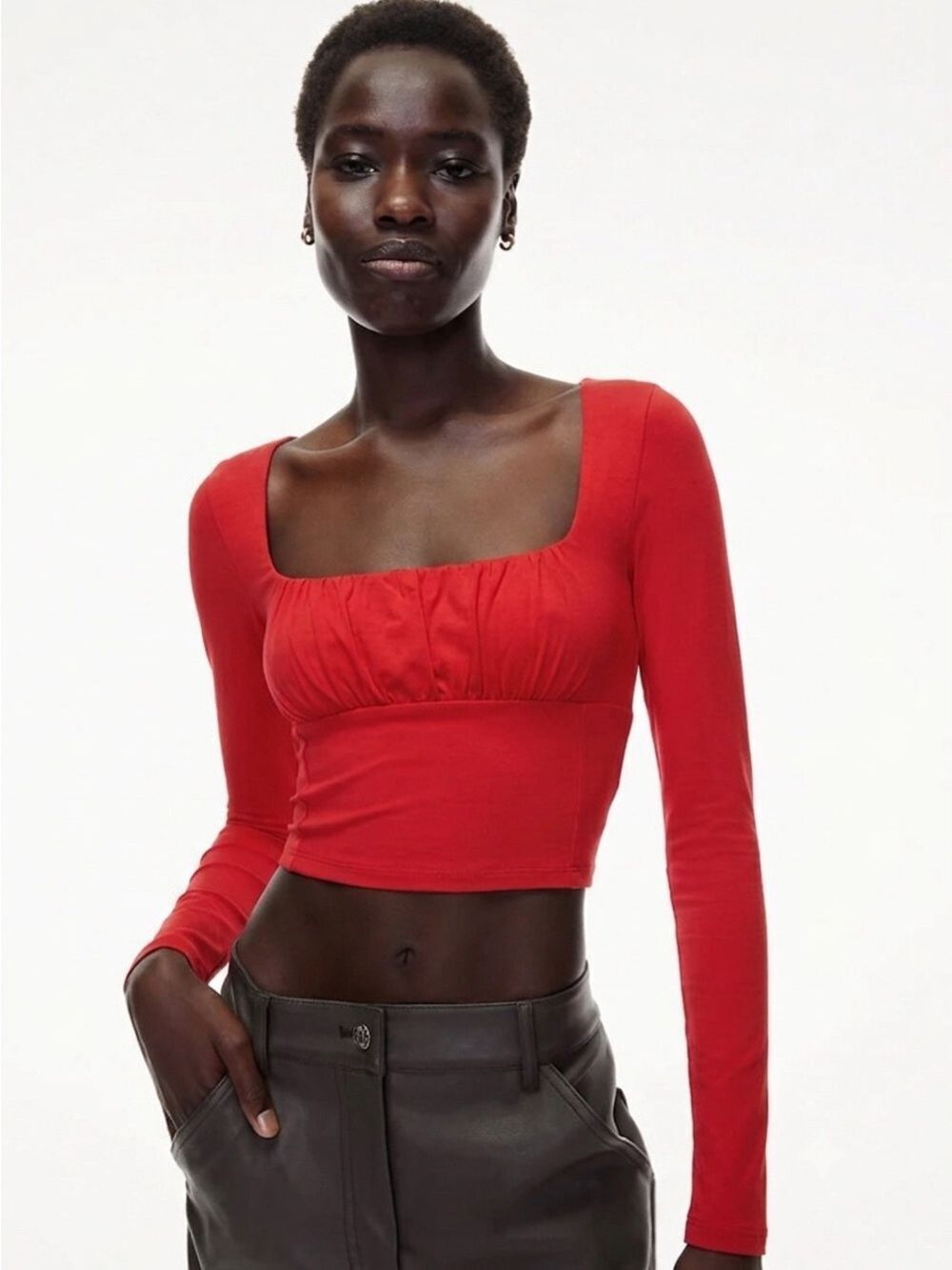 Wilfred Free Orbit Long Sleeve Top Red Size XS Red Aritzia